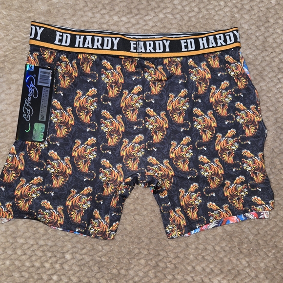 Ed Hardy Boxer Briefs Mens Large Tattoo Print Performance 2 Pack Tiger Art - Picture 4 of 6